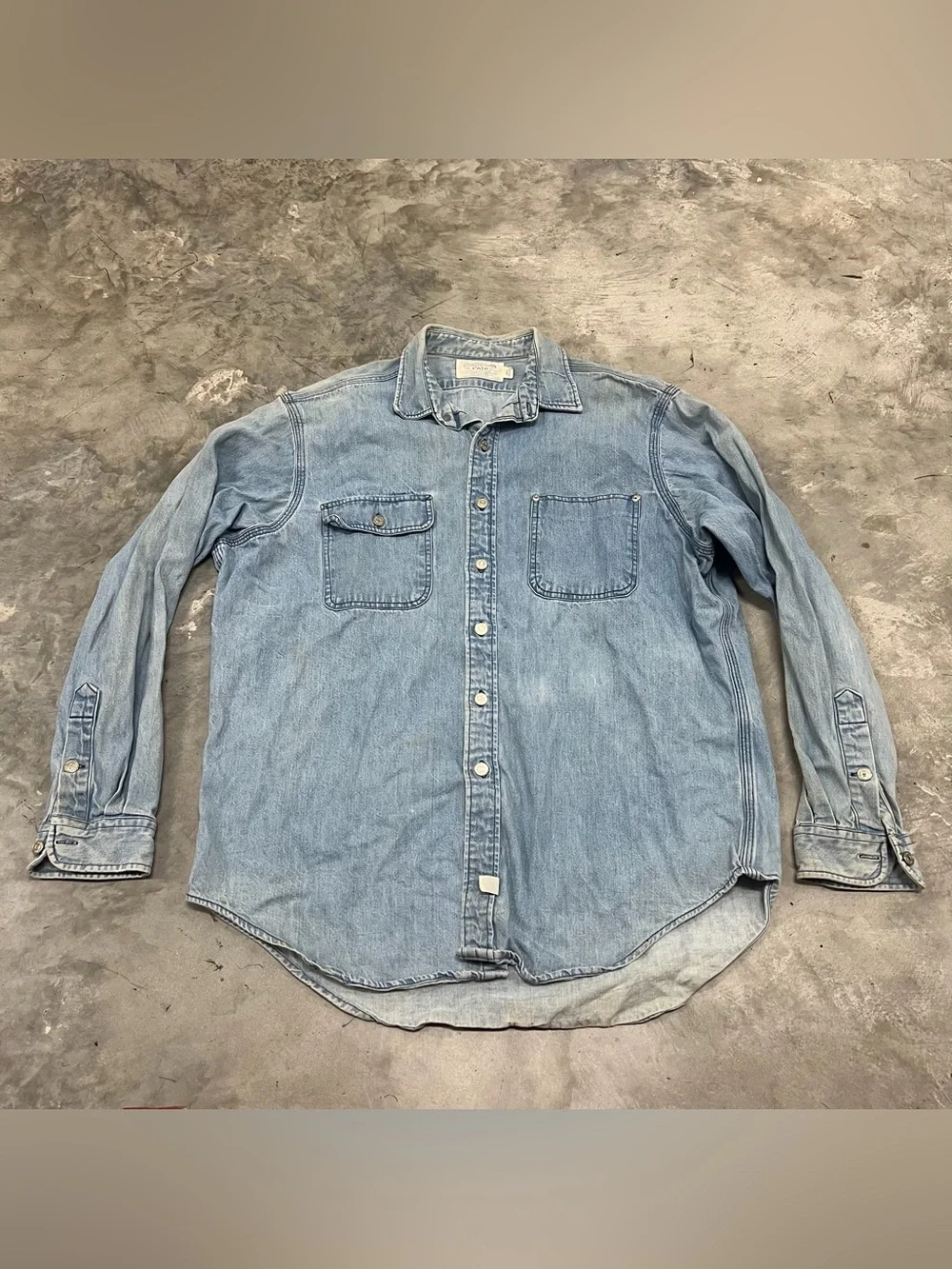 Vintage Polo Ralph Lauren Shirt Denim Long Sleeve Big Button Down Men L 80s USA